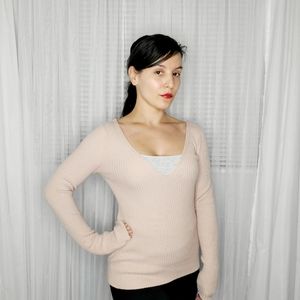 H&M Size S Deep V-neck Pink Sweater